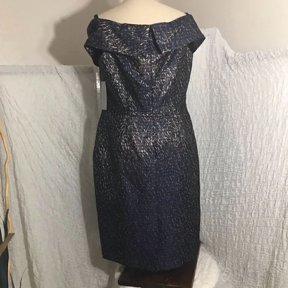 Teri Jon NWT Off The Shoulder Jaquard Cocktail Dress Size 14P - Picture 3 of 14